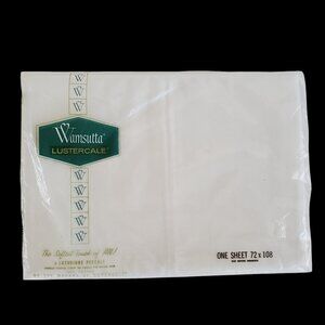 Vintage Wamsutta Lustercale Percale Twin Flat Sheet 72x108 White 100% Cotton USA